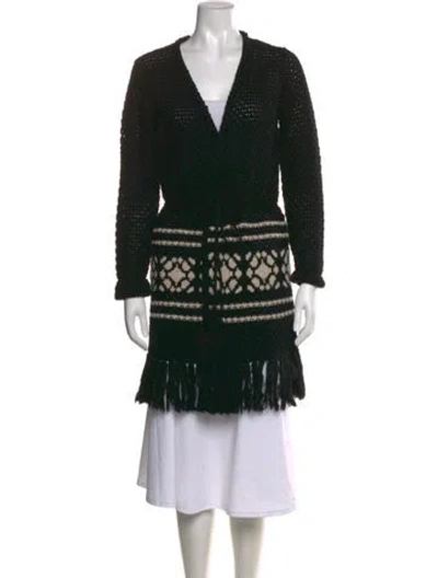 Pre-owned Max Mara Patterned V-neck Sweater In Black