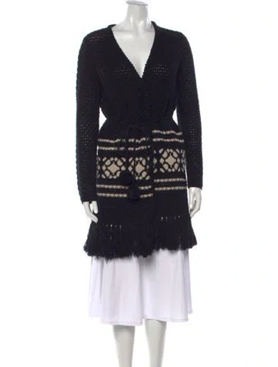 Pre-owned Max Mara Patterned V-neck Sweater In Black