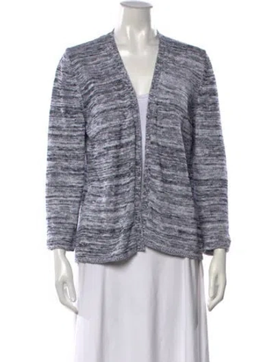 Pre-owned Max Mara Patterned V-neck Sweater In Blue