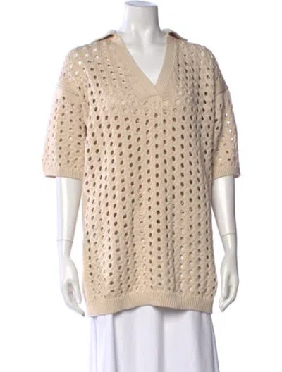 Pre-owned Max Mara Patterned V-neck Sweater In Neutrals