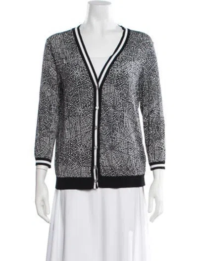 Pre-owned Max Mara Patterned V-neck Sweater In White