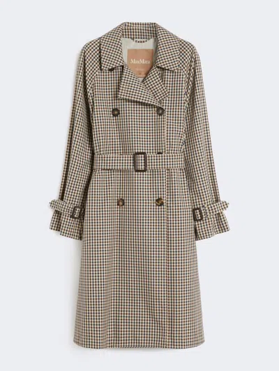 Max Mara Patterned Water-repellent Twill Trench Coat In Brown