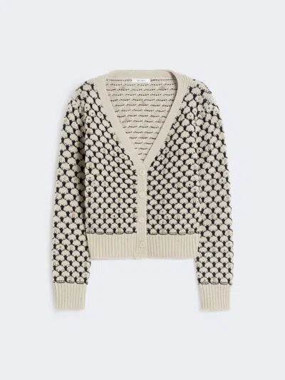Max Mara Patterned Wool And Cashmere Cardigan In Neutral