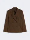 Max Mara Patterned Wool Blend Jersey Blazer In Brown