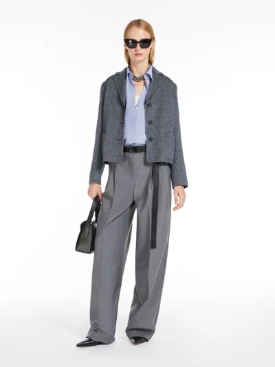 Max Mara Patterned Wool Single-breasted Jacket In Gray