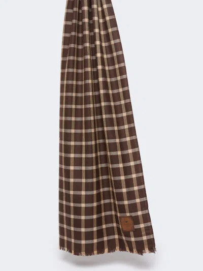 Max Mara Patterned Wool Stole In Brown