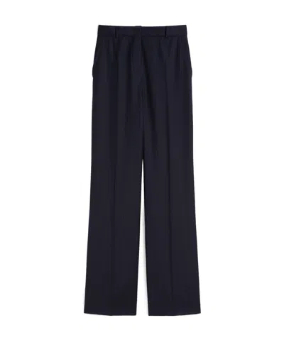 Max Mara Patterned Wool Trousers In Blue