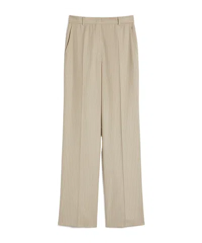 Max Mara Patterned Wool Trousers In Brown