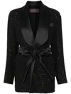 Max Mara Pau Viscose Blend Blazer With All-over Sequins In Schwarz