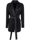 Max Mara Blazer Featuring Belted Waist And Shawl Lapel In Black