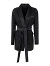 Max Mara Pau Viscose Blend Blazer With All-over Sequins In Black