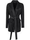 Max Mara Pau Viscose Blend Blazer With All-over Sequins In Black