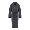Max Mara Double-breasted Grey Virgin Wool Coat With Belted Waist In Gray