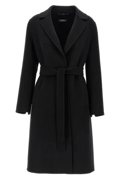 Max Mara Black Belt Wool Coat