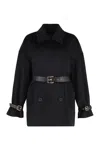 Max Mara Studio Pausa Double-breasted Virgin Wool Coat In Black