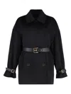 Max Mara Studio Pausa Double-breasted Virgin Wool Coat In Black