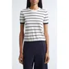 Max Mara Pavetta Stripe Short Sleeve Cashmere & Silk Sweater In White