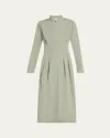 Max Mara Pavia Pleated Cotton Midi Dress In Green