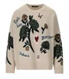 Max Mara Pavidi Ecru Crewneck Sweater In Multi