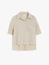 Max Mara Sand Colour Linen Polo In Beige
