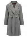 Max Mara Tailored Wool Coat With Belted Waist In Gray