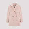 Max Mara Wool Double-breasted Coat In Peach