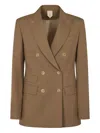 Max Mara Peak-lapel Double-breasted Blazer In Brown