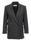 Max Mara Peak-lapel Double-breasted Blazer In Gray