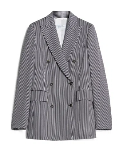 Max Mara Peak-lapel Striped Blazer In Blue