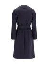 Max Mara Studio Wool With Peak Lapels Coat In Blue