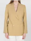 Max Mara Peak Lapels Double-breasted Blazer In Neutral