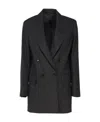 Max Mara Double Breasted Blazer In Wool Blend In Black
