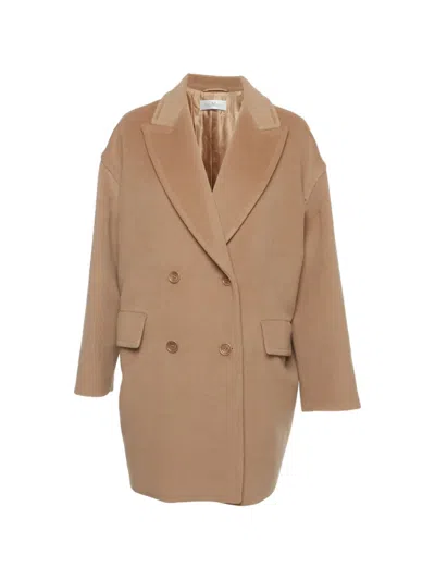 Pre-owned Max Mara Peak-lapel Double-breasted Coat In Neutrals