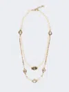 Max Mara Pearl And Rhinestone-adorned Necklace In Gold