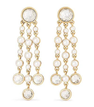 Max Mara Pearl And Rhinestone Chandelier Earrings In White