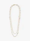 Max Mara Pearl And Rhinestone Long Necklace In Pearly White
