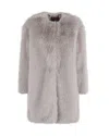 Max Mara Pearl Grey Faux Fur Effect Coat In Gray