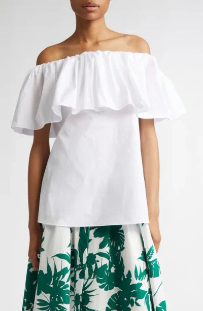 Max Mara Peccati Off The Shoulder Poplin Top In White