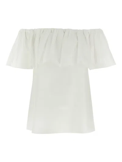 Max Mara Peccati Off-the-shoulder Ruffled Cotton-poplin Top In White