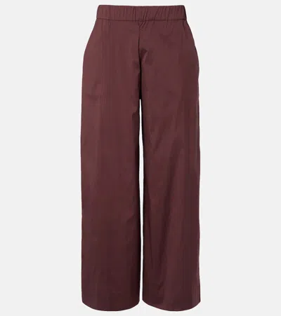 Max Mara Pece Cotton-blend Wide-leg Pants In Brown