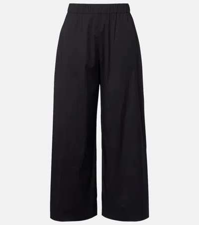 Max Mara Pece Cropped Cotton-blend Wide-leg Pants In Black