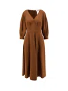 Max Mara Pedaggi Cotton Midi Dress In Brown