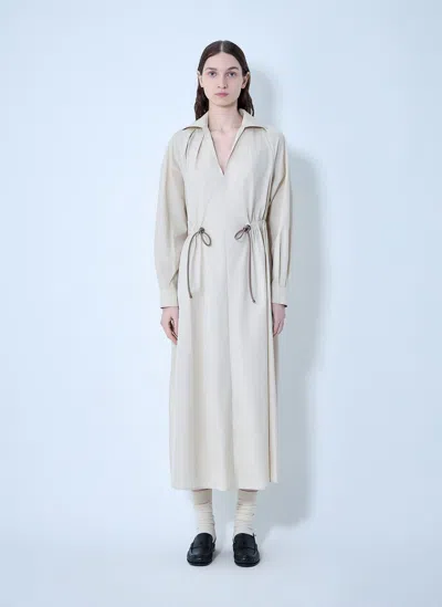 Max Mara Pedaggi Cotton Popeline Midi Dress In Neutral