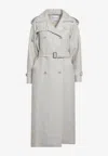 Max Mara Sand-coloured Double-breasted Duster Coat In Linen Drill In Gray