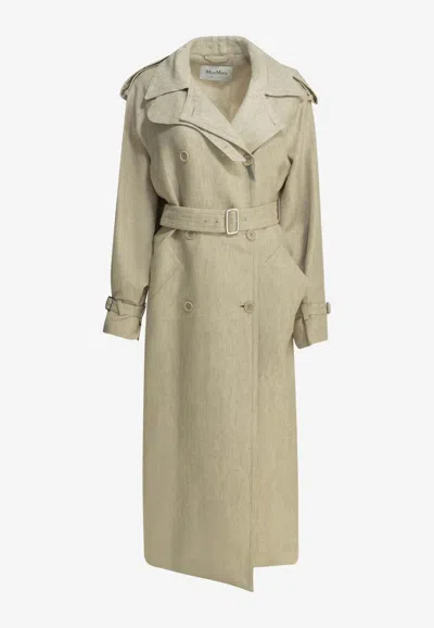 Max Mara Pedaggi Double-breasted Trench Coat In Animal Print