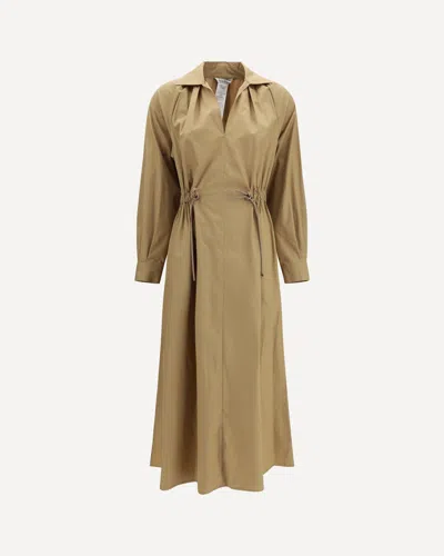 Max Mara Pedaggi Drawstring A-line Midi Dress In Brown