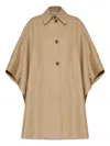 Max Mara Pedale Cape-style Button-up Coat In Neutral