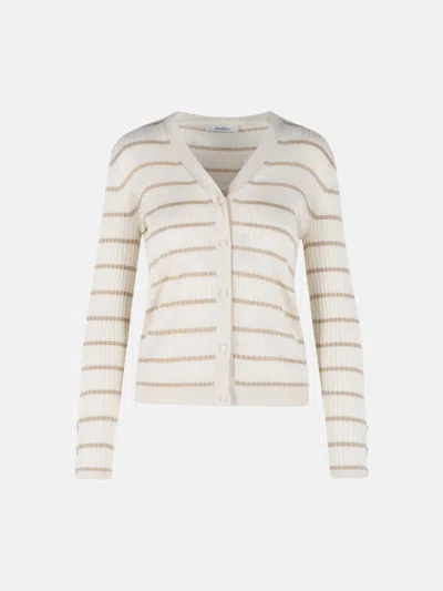 Max Mara 'pedale' Ivory Cashmere And Silk Cardigan In Neutral