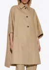 Max Mara Long Water-repellent Cotton Cloak In Neutral
