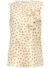 Max Mara Pegli Ruffled Polka-dot Silk-twill Blouse In Neutrals